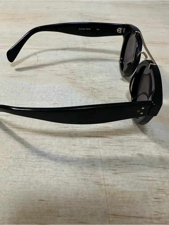 Vtg CELINE Preppy Pretty Double Bridge Sunglasses Black Gold Italy Purple Grad - Picture 6 of 13